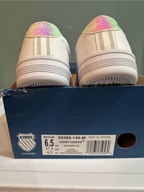 K-Swiss White Sneakers with Iridescent Pastel Heel
